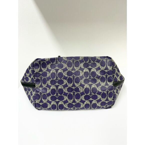 Coach Signature Coated Canvas Taxi Zip Top Tote Style 33504 Violet Purple - Picture 8 of 14